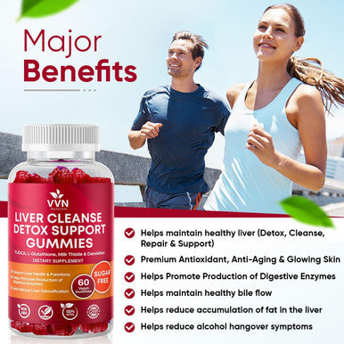 Vvnaturals Sugar 26 In 1 Liver Cleanse Detox and Repair Fatty Liver Formula Gummies 3000Mg Blend Of Glutathione Silymarin Milk Thistle Choline Tudca Liver Detox Gummies - 60 Vegan Ct