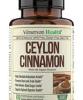 Organic Ceylon Cinnamon - Herbal Dietary Supplement for Heart, Brain & Digestive Health - Metabolism & Antioxidant Support. Gluten & GMO Free. 60 Vegan Capsules