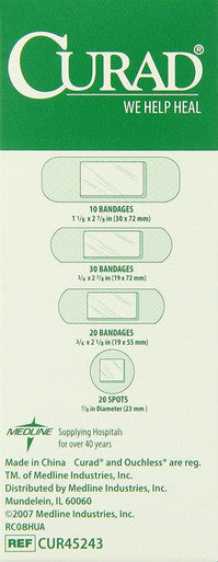 Curad Sheer Adhesive Bandages 4-Sided Seal Assorted Sizes Advanced Wound Care 80 Count Pack of 4