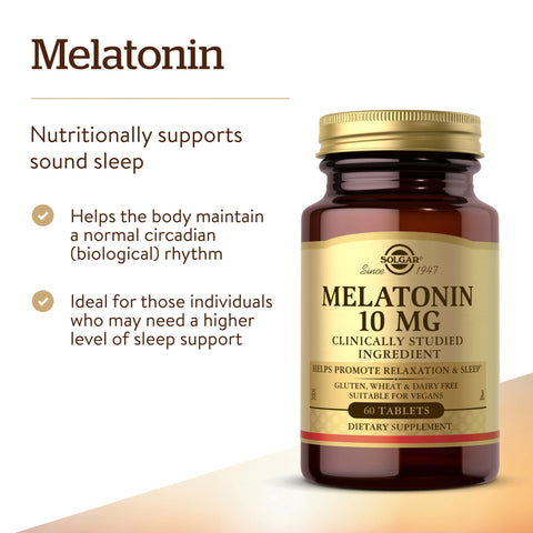 Solgar Melatonin 10 Mg Clinically Studied Ingredient Helps Promote Relaxation & Sleep Suitable For Vegans 60 Tablets