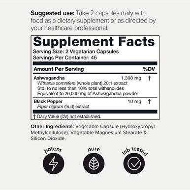 Toniiq 26,000mg 20x Concentrated Extract - 10% Withanolides - Ultra High Strength Ashwagandha Capsules - Wild Harvested in India - Highly Concentrated and Bioavailable Supplement - 90 Veggie Capsules