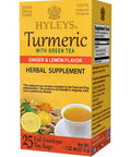 Hyleys Turmeric with Green Tea Ginger & Lemon Flavor - Natural Antioxidant Blend - 25 Tea Bags
