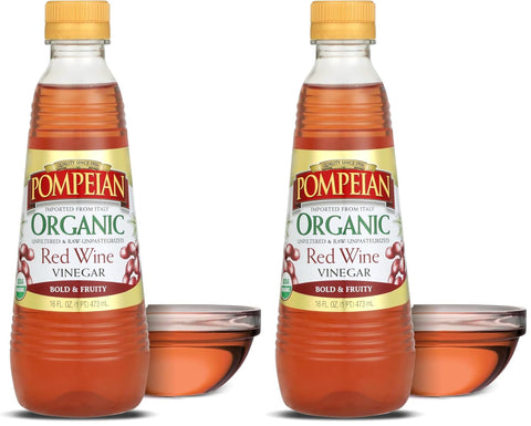 Pompeian Gourmet Red Wine Vinegar - 30 fl oz | Vinegar for Cooking - Bold and Fruity Flavor for Salad Dressings, Marinades, and Sauces