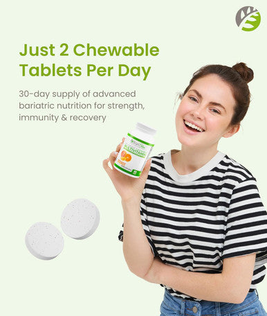 BariSlim Advanced Chewable Bariatric Multivitamin Tablets - Bariatric Vitamin and Supplement for Post Bariatric Surgery Including Gastric Bypass and Gastric Sleeve | Orange (60 Count)