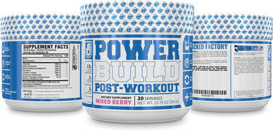 POWERBUILD ClinicallyDosed Post Workout Recovery Muscle Building Supplement Boost Muscle Growth Recovery Strength Creatine Glutamine 5 More Powerful Ingredients Mixed Berry Blast 13.76 Oz