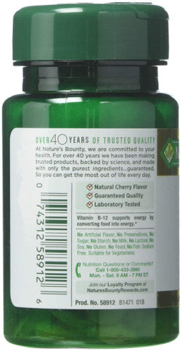 Nature's Bounty Vitamin B-12 5000 Mcg 40 Quick Dissolve Tablets (Pack Of 3)