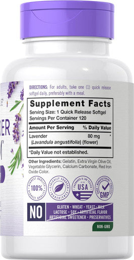 Carlyle Lavender Pills | 80 mg | 120 Softgel Capsules | Calm & Non-Drowsy Formula | Non-GMO & Gluten Supplement