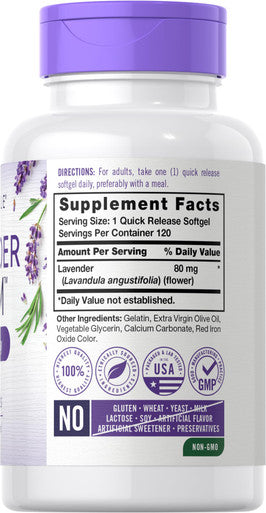 Carlyle Lavender Pills | 80 Mg | 120 Softgel Capsules | Calm & Non-Drowsy Formula | Non-Gmo & Gluten Free Supplement