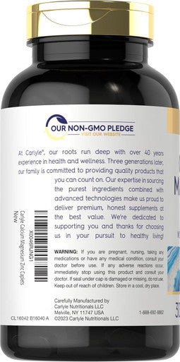 Carlyle Calcium Magnesium Zinc with Vitamin D3 and Boron | 300 Caplets | Vegetarian Non-GMO Supplement