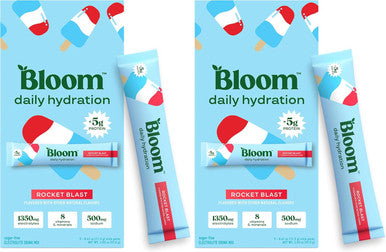 Bloom Daily Hydration Electrolyte Powder Packets with Collagen 5g Protein Electrolytes Vitamins and Minerals Sugar Free Drink Mix Rocket Blast 5 Count