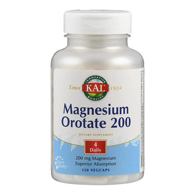 KAL Magnesium Orotate 200 mg | for Nerve, Muscle, Heart, Relaxation Support | Enhanced Bioavailability | 30 Servings, 120 VegCaps