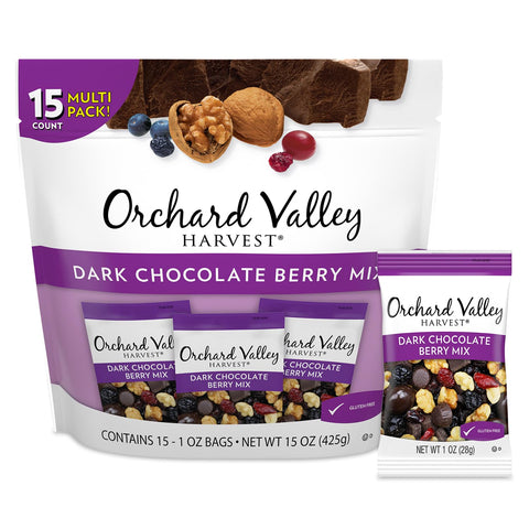 Orchard Valley Harvest Honey Roasted Mixed Nuts, 1 Ounce Bags (Pack of 15), Almonds, Peanuts, Pecans, and Cashews, Gluten Free, Non-GMO, No Artificial Ingredients