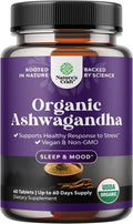 Natures Craft High Strength Organic Ashwagandha Supplements - Calm Mood Support Ashwagandha with Black Pepper for Enhanced Absorption - Vegan and Non-GMO (60 Tablets)