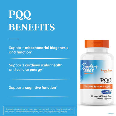 Doctor'S Best Pqq With Biopqq Supplement 20 Mg - Brain Health Support For Men & Women Pyrroloquinoline Quinone Capsules Daily Mitochondrial Function & Energy Support Gluten Free Vegan 30 Veg Caps
