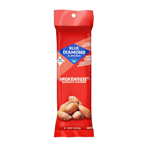Blue Diamond Almonds, Smokehouse Flavored Snack Nuts, Single Serve Bags (1.5 Oz. Tubes, Pack of 12)