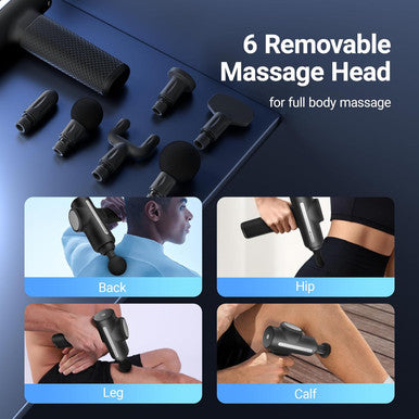 Merach Massage Gun With 10Mm Amplitude, Percussion Massage Tools With 6 Massage Heads, Portable Hand Held Muscle Massagers For Pain Relief Deep Tissue, Cool Gifts For Mens And Women (Black)