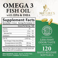 Nature'S Nutrition Omega 3 Fish Oil Supplement - 2400mg Heart Healthy Omega-3 Supplement with High Absorption DHA & EPA Extra Strength Joint & Brain Support - Lemon Flavor Burpless Wild Caught Non-GMO - 120 Softgels