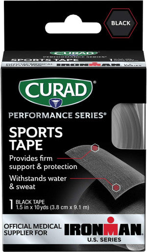 Curad -CURIM5014 Performance Series Ironman Sports Tape Black 1.5" x 10yds