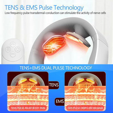 Electric Pulse Neck Massager With Heat For Pain Relief Fsa Or Hsa Eligible 10 Modes 15 Intensities Therapy Deep Tissue Trigger Point Intelligent Massager Cordless Gifts For Men Women