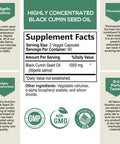 Black Seed Oil Capsules - Premium Cold Pressed Nigella Sativa Pure Black Cumin Seed Oil - Omega 3 6 9 Antioxidant Immune Support, Joint, Digestion, Hair & Skin, Gluten-Free - 120 Vegan Capsules