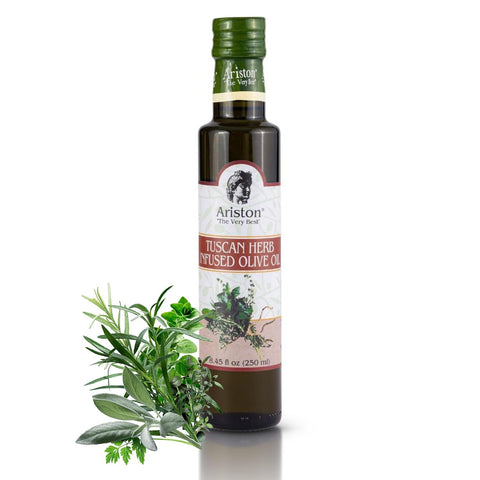 Ariston "The Very Best" Extra Virgin Olive Oil | Anti-Oxidant Rich, Cold Pressed, Premium Quality | Product of Greece (250ml) 8.45 fl oz, Tuscan Herbs