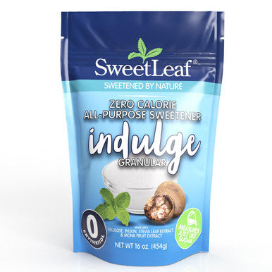 Sweetleaf Indulge Granular Sugar Replacement - All-Purpose Allulose and Monk Fruit Sweetener Blend with Inulin and Stevia Zero-Calorie Sugar Substitute Sugar- Baking Supplies 16 Oz