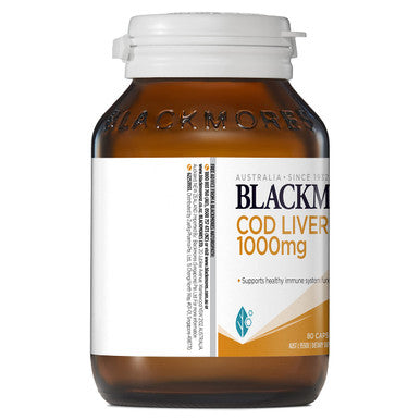 Blackmores Cod Liver Oil 1000 Mg 80 Capsules, Vitamin A + Vitamin D + Omega-3, Made In Australia