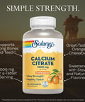 SOLARAY Calcium Citrate 1000mg Chewable Calcium Supplements for Women and Men Healthy Teeth and Bone Support Great Natural Orange Flavor Vegan Gluten Free 60Day 15 Servings
