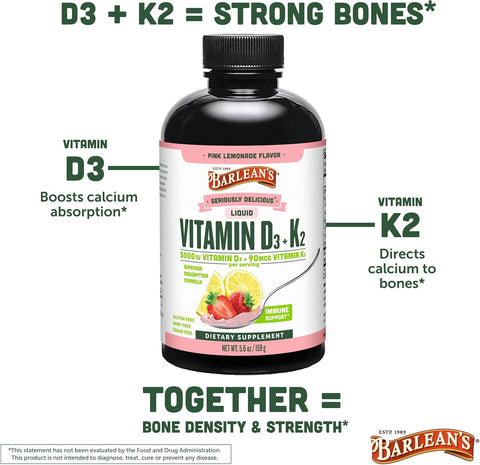Barlean'S Pack Of 2 Vitamin D3 Liquid Supplement For Kids And Adults 5000 Iu Vitamin D Strawberry Milkshake Non-Gmo Gluten And Dairy 5.6 Oz Each