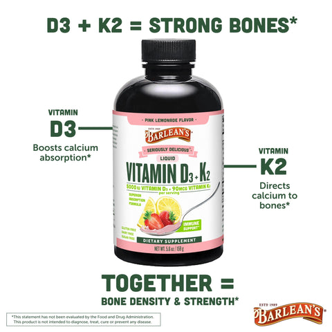 Barlean's Pack of 2 Vitamin D3 Liquid Supplement for Kids and Adults 5000 IU Vitamin D Strawberry Milkshake NonGMO Gluten and Dairy 5.6 oz Each