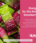 4Life Energy Go Stix - Healthy Energy Source - Kiwi Strawberry Drink Mix - Contains Natural Caffeine from Guarana Maca Yerba Mate and Green Tea Leaf Extract - 15 Packets