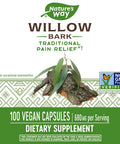 Nature'S Way Willow Bark, Traditional Relief Of Discomfort Due To Occasional Overexertion*, Non-Gmo Project Verified, 800 Mg Per Serving, 100 Vegan Capsules