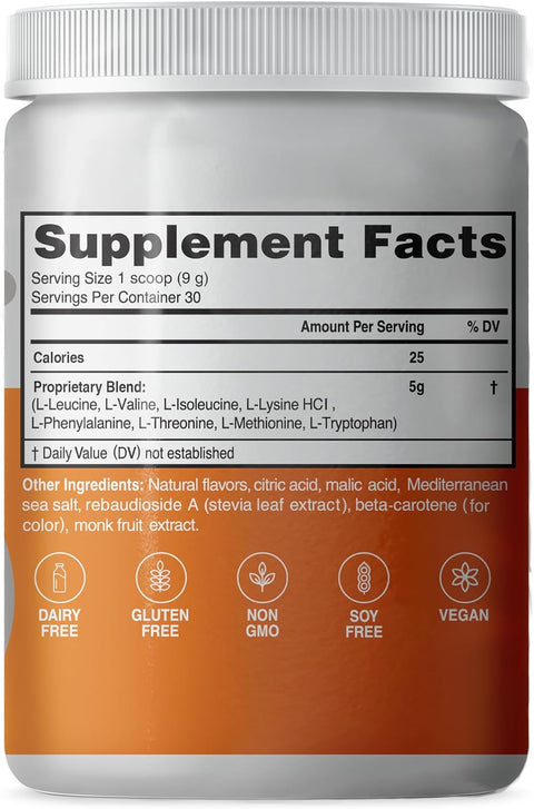 Advanced Amino Powder Amino Acid Supplement Build Muscle Post Workout Recovery EnergyNon-Gmo Gluten Dairy Vegan (30 Servings)
