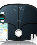 Etekcity Smart Rechargeable Scale for Body Weight, BMI, Fat, Muscle Mass, Digital Bathroom Scale with 13 Metrics, Secret Mode, Bluetooth Connect to Free Apps, Stealth Black - Dark Black - 13.4 x 11.5 inches