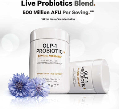 Codeage Glp-1 Probiotic+ - Live Probiotics Akkermansia, Clostridium, Bifidobacterium, Chicory Inulin Probiotic, Prebiotics & Postbiotics Supplement - 500 Million Afu, 3-Month Supply - 90 Capsules