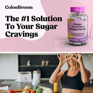 Colonbroom Premium Psyllium Husk Powder Sugar Craving Suppressant - Chromium Picolinate 200Mcg, 2 Items - Colon Cleanser Supplement (60 Servings) + Sugar Craving Suppressant (60 Servings)