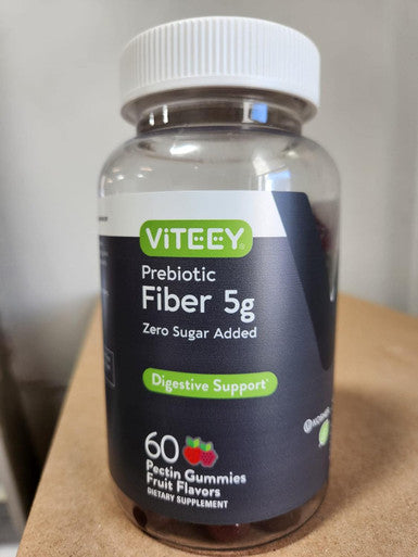 Prebiotic Fiber Gummies For Adults, 5G - Zero Sugar Added - Fiber Supplement Gummies For Digestive Health Regularity & Natural Weight Support - Vegan, Gelatin - Chewable Fruit Flavored Gummy
