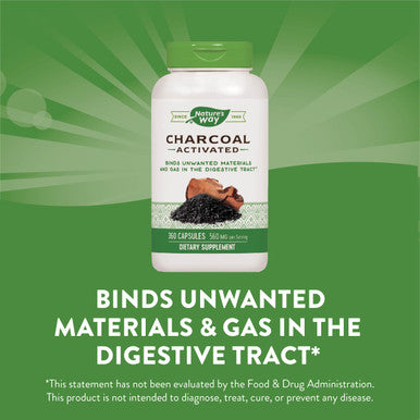 Nature'S Way Activated Charcoal, Binds Unwanted Materials And Gas*, 560Mg Per Serving, 360 Capsules