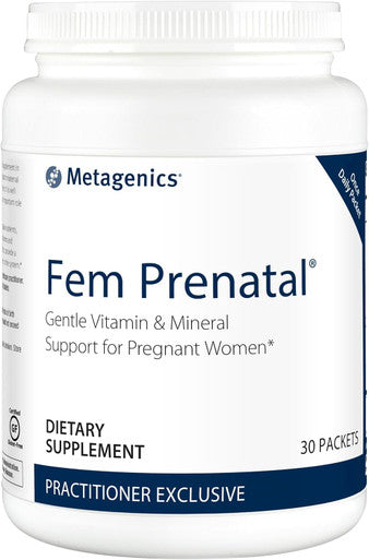 Metagenics Fem Prenatal - Prenatal Vitamin & Minerals Supplement - Prenatals for Women - with Vitamin C Iodine & Biotin - Multivitamins Gentler to The System - 30 Packets