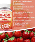 Edmmyliy Calcium Magnesium Zinc Supplement Gummies With Vitamin D3 K2 & B Complex For Women Men 1000Mg Calcium Citrate With Magnesium Gummies For Bone Muscles & Immune Support Sugar Free Vegan