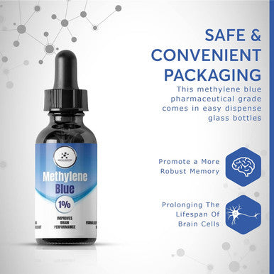 Methylene Blue 1% Compass Laboratory |USP-Grade Methylthioninium Chloride Liquid | High Purity Dietary Supplement for Brain Function & Cognitive Health | No Formaldehyde (1) 50ml Glass Dropper Bottle