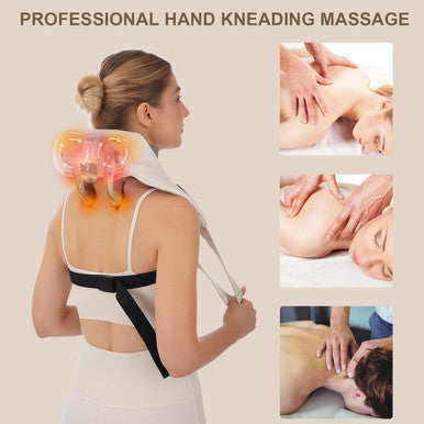 Electric Neck And Shoulder Massager With Heat, Cordless Kneading Back Trapezius Shiatsu Massage Pillows For Pain Relief Deep Tissue Ideals