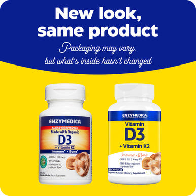 Enzymedica Organic Vitamin D3 +K2, 60 Count