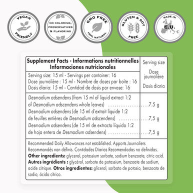 Supersmart Desmo Forte Liver Support Supplement 12 Liquid Extract of Desmodium Asdscendens NonGMO Gluten Free 250 ml