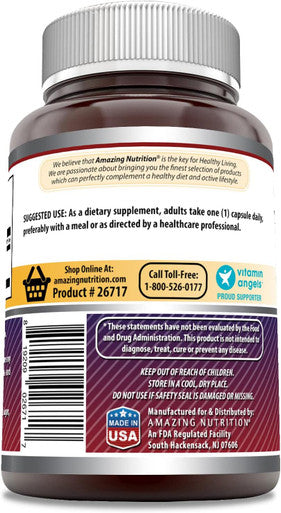 Amazing Nutrition Formulas Inositol 500 mg 100 Capsules Supplement | Non-GMO | Gluten | Made in USA