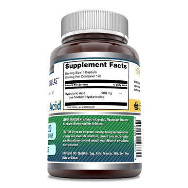 Amazing Formulas Hyaluronic Acid Capsules Supplement- Support Healthy Connective Tissue And Joints - Promote Youthful Healthy Skin (200 Mg, 120 Count)