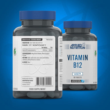 Applied Nutrition Vitamin B12 1000mcg Contributes to The Normal Function of The Immune System and Reduction of Tiredness and Fatigue Made in The UK 90 Vegetarian and Vegan Tablets