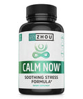 Zhou Calm Now Soothing Support with B Vitamins, Ashwagandha, Magnesium & Zinc, Relax, Focus & Positive Mind, Supports Serotonin Increase, Non-GMO, Vegan, Gluten-Free, 30 Servings - 60 VegCaps
