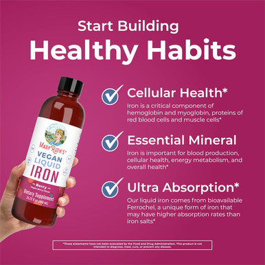 Maryruth Organics Iron Supplement for Women Men & Kids Liquid Iron Supplement for Women Men & Kids Iron for Healthy Blood & Oxygen Ages 4 & Up Sugar Vegan Non-GMO Gluten 15.22 Fl Oz