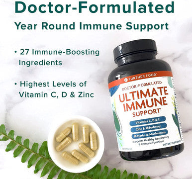 Ultimate Immune Support Vitamin C D E and Zinc Natural Immunity Booster Multivitamin Herbal Supplement Elderberry Eusacea Daily Immune Defense Antioxidant Support.